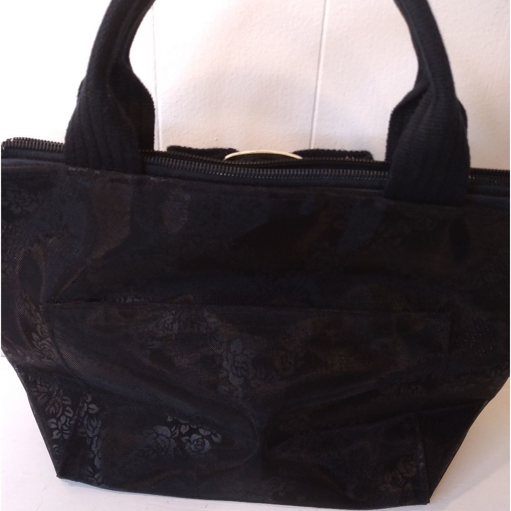 Feminine Black Mesh Hand Bag With Sequin. - Picture 5 of 9